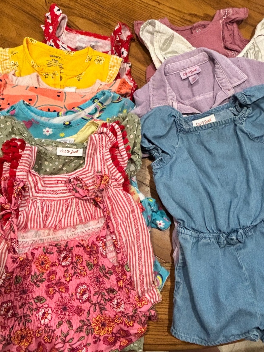 Girls 12M Bundle: Cat & Jack + Carters Dresses & Rompers